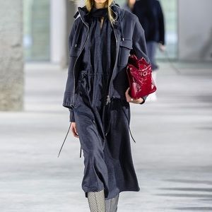 tibi wool navy striped dress size M